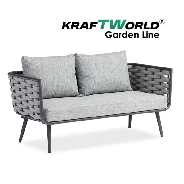 Градински комплект Catania: диван, 2 кресла и маса със стъклен плот и алуминиева рамка