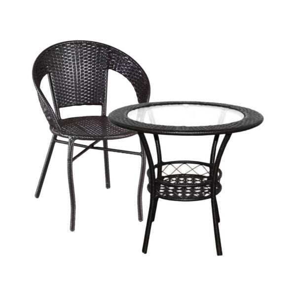 Ратанов Комплект с Маса и Два Стола в Черно – Стил и Комфорт за Вашата Градина!