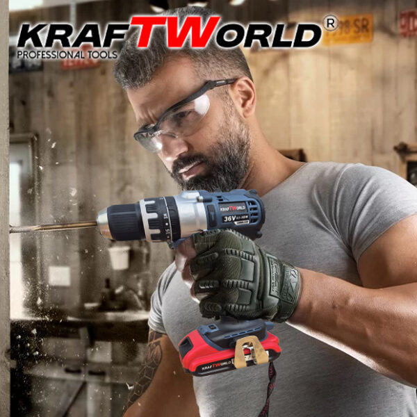 Акумулаторен Ударен Винтоверт KraftWorld с 2 Батерии + 111 Части Инструменти в Куфар