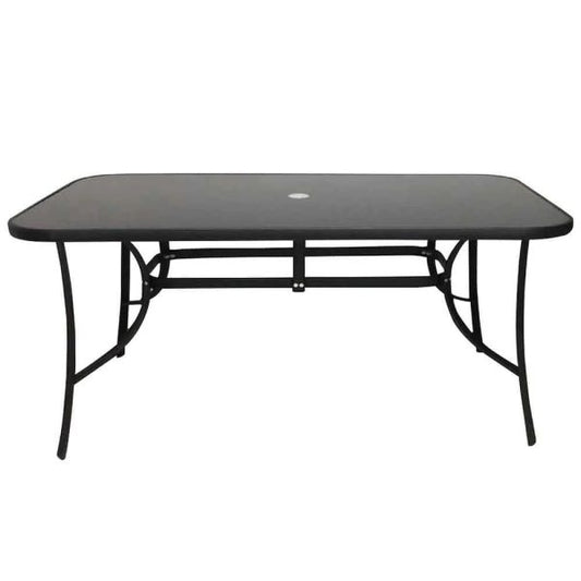 Голяма градинска маса 150×90 см с тъмно темперирано стъкло