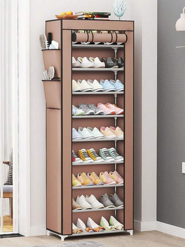 Текстилен шкаф за обувки с 9 рафта – до 27чифта – етажерка в кафяво или бежово