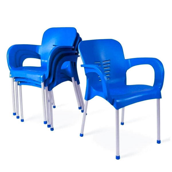 Сгъваема маса 80х80 + 4 удобни стола с подлакътници – за двор, балкон, тераса