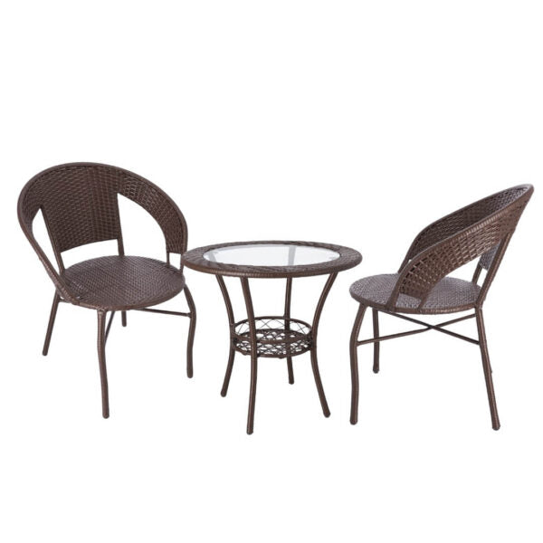 Градински Ратанов Комплект Teresa – Маса и Два Стола – Идеален за Отдих на Открито!