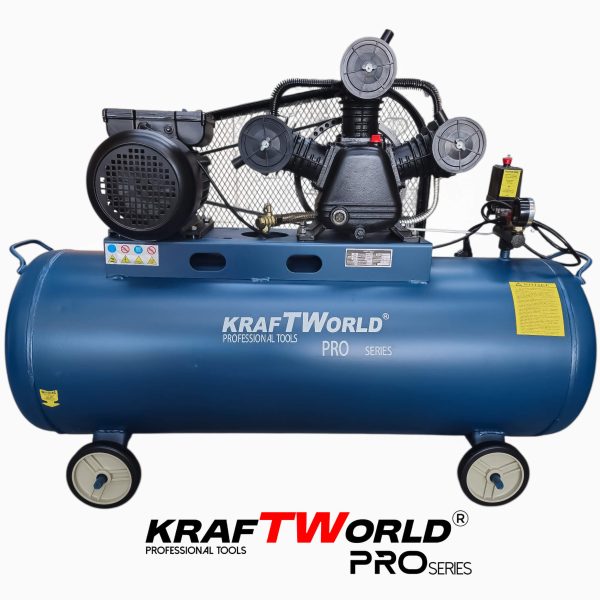 Трибутален въздушен компресор KraftWorld 200L | 4HP | 8 bar