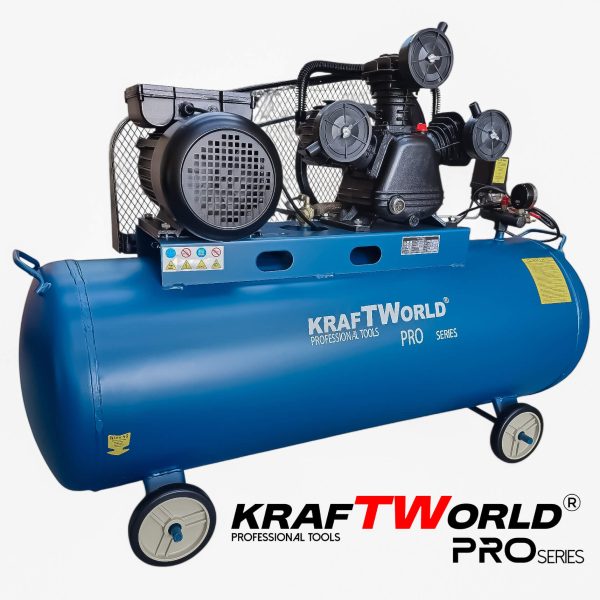 Трибутален въздушен компресор KraftWorld 200L | 4HP | 8 bar