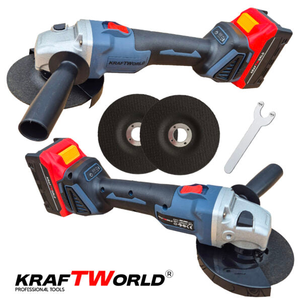 Комплект 4в1 KraftWorld Безчеткови Машини Гайковерт-винтоверт, Ъглошлайф и Перфоратор