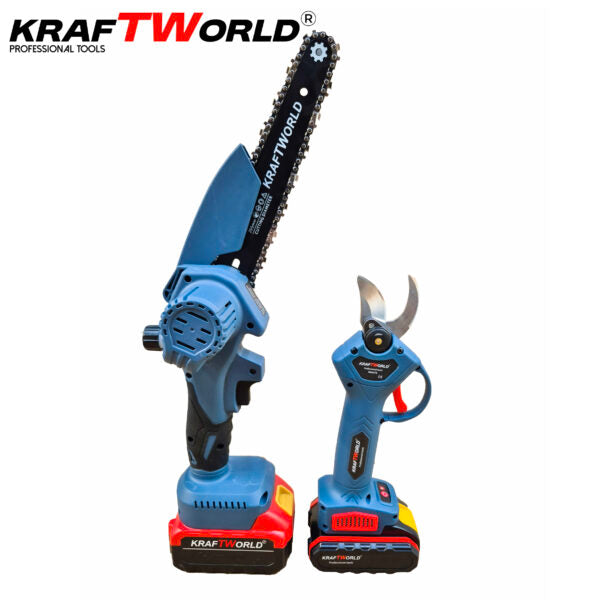 Комплект: Мини Резачка и Лозарска Ножица KraftWorld  с 2бр батерии