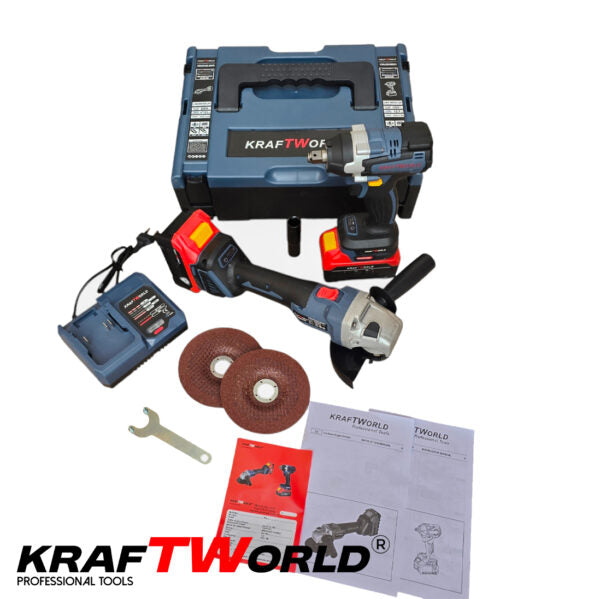 Акумулаторен Комплект Kraftworld Гайковерт и Ъглошлайф 125мм