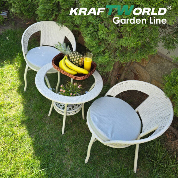 Градински Ратанов Комплект Teresa – Маса и Два Стола – Идеален за Отдих на Открито!