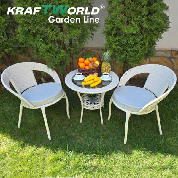 Градински Ратанов Комплект Teresa – Маса и Два Стола – Идеален за Отдих на Открито!