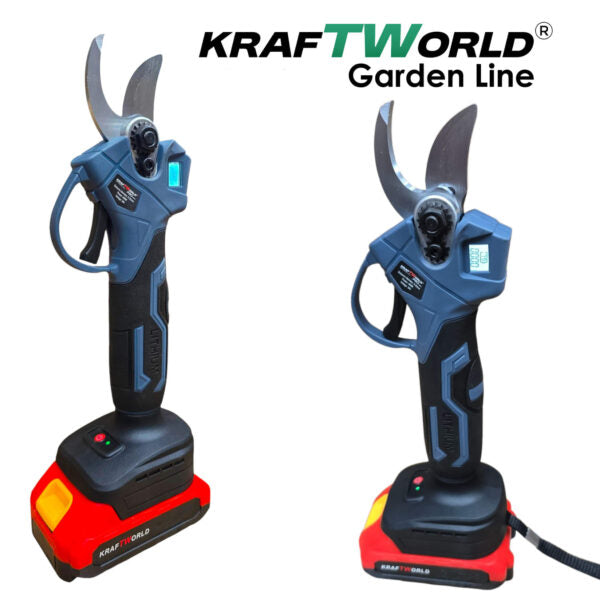 Професионална Акумулаторна Лозарска Ножица с Дисплей и 2 Батерии KraftWorld