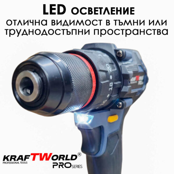 KraftWorld 2в1 Акумулаторен Комплект – Ударен Винтоверт и Мини Резачка с 2 Батерии