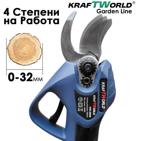 Професионален комплект KraftWorld – Лозарска ножица с 4 степени + Мини Резачка с Авто смазване
