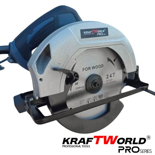 Електрически ръчен циркуляр KraftWorld 1600 W, диск 190mm, регулируем ъгъл 45°