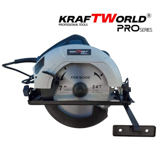 Електрически ръчен циркуляр KraftWorld 1600 W, диск 190mm, регулируем ъгъл 45°