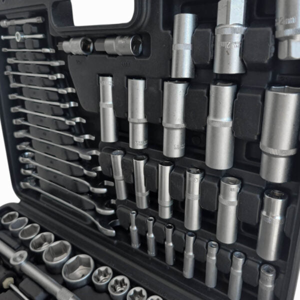 Гедоре KraftWorld 216 части 1/4″ 3/8″ 1/2″ CR-V – пълен комплект за професионалисти