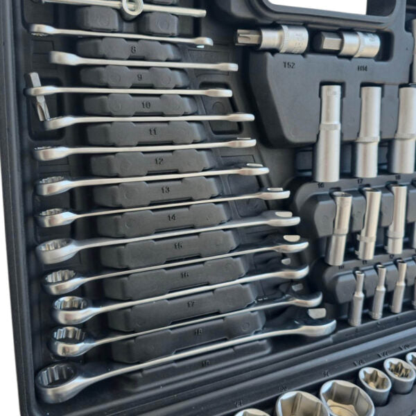 Гедоре KraftWorld 216 части 1/4″ 3/8″ 1/2″ CR-V – пълен комплект за професионалисти