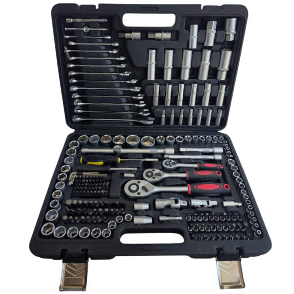 Гедоре KraftWorld 216 части 1/4″ 3/8″ 1/2″ CR-V – пълен комплект за професионалисти