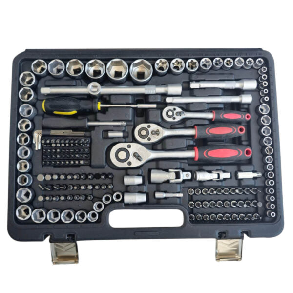 Гедоре KraftWorld 216 части 1/4″ 3/8″ 1/2″ CR-V – пълен комплект за професионалисти