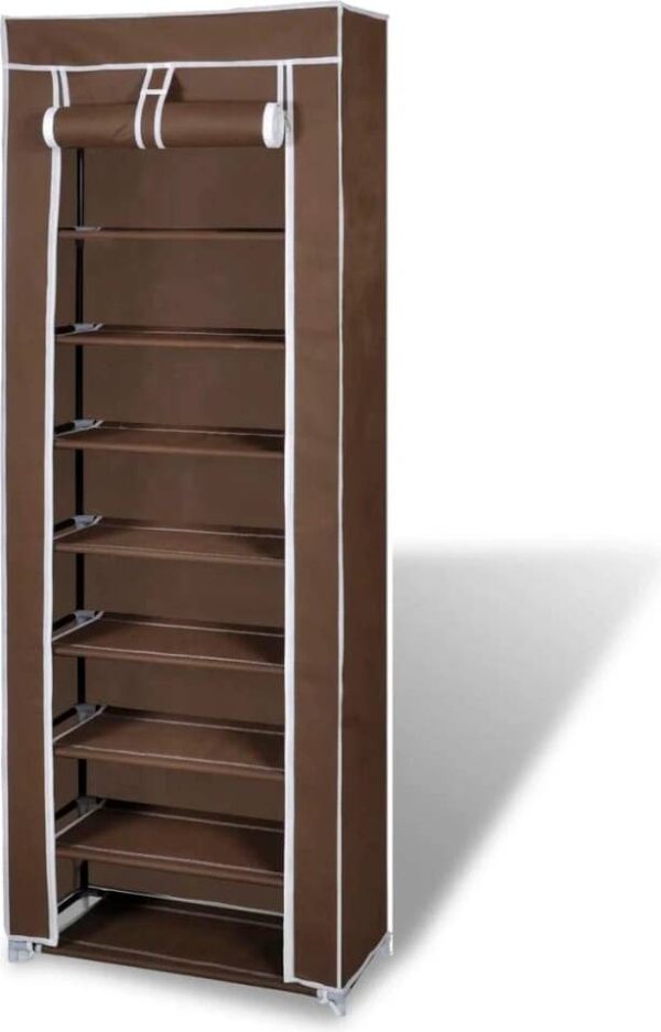 Текстилен шкаф за обувки с 9 рафта – до 27чифта – етажерка в кафяво или бежово