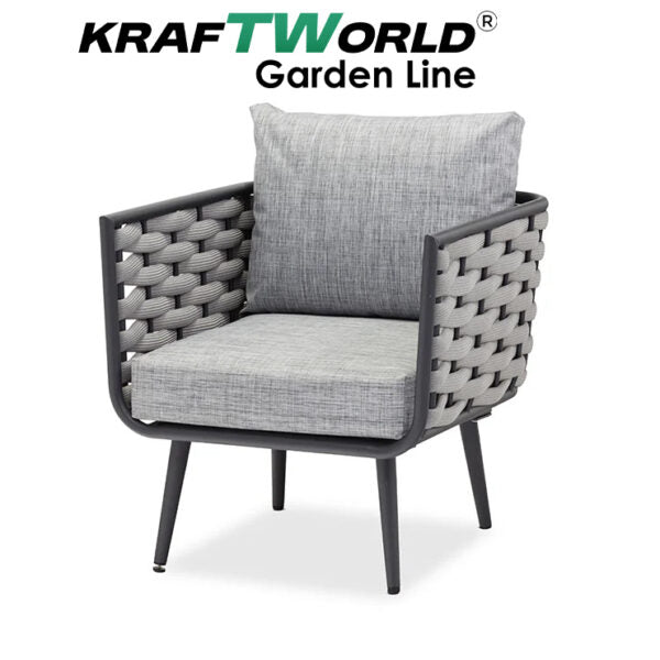 Градински комплект Catania: диван, 2 кресла и маса със стъклен плот и алуминиева рамка