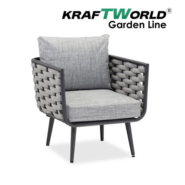 Градински комплект Catania: диван, 2 кресла и маса със стъклен плот и алуминиева рамка