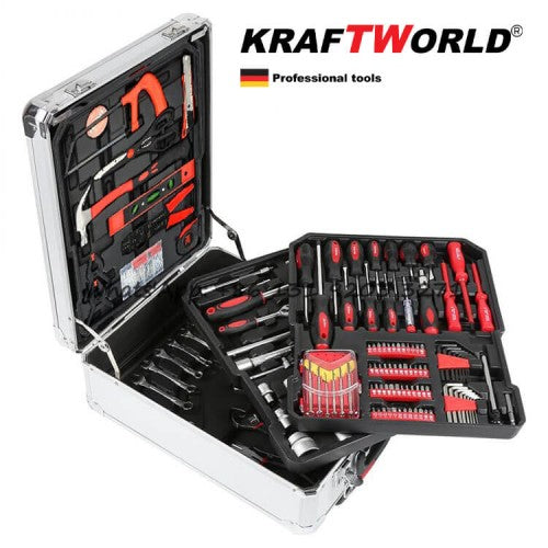 Куфар с инструменти 499 части KraftWorld – тресчотка, ключове, отвертки, клещи