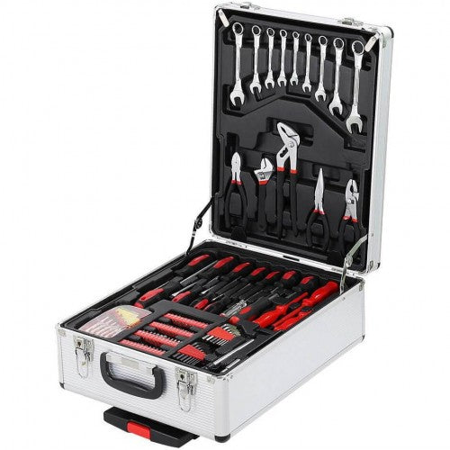 Куфар с инструменти 499 части KraftWorld – тресчотни ключове,тресчотка, клещи, отвертки