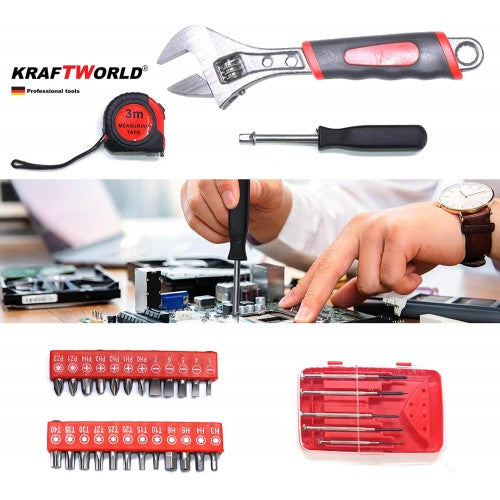 Куфар с инструменти 499 части KraftWorld – тресчотни ключове,тресчотка, клещи, отвертки
