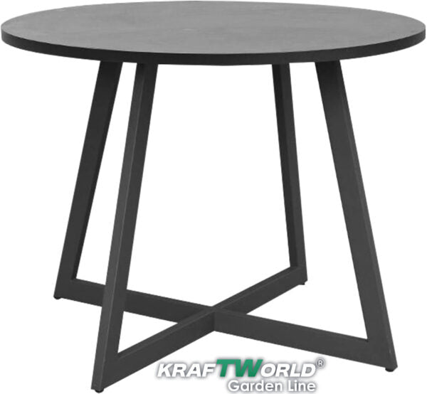 Градински комплект Рига: 4 алуминиеви стола с възглавници + маса Ø90 см