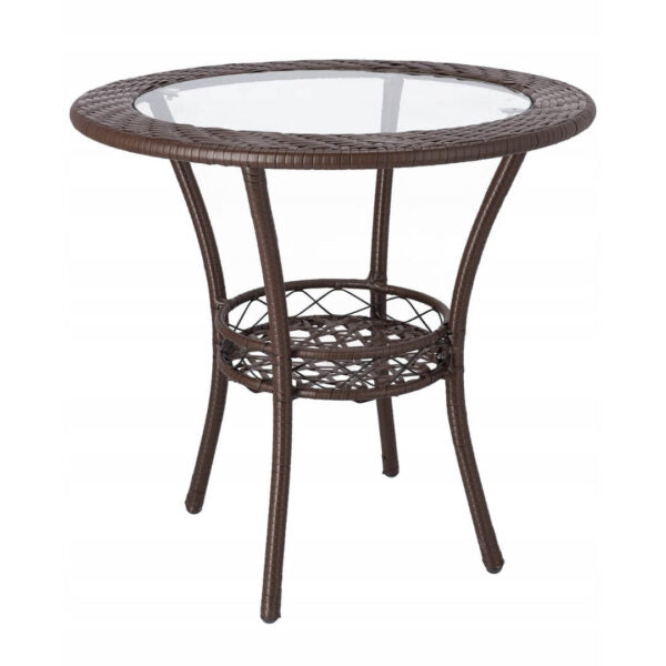 Ратанов Комплект с Маса и Два Стола в Тъмно Кафяво – Стил и Комфорт за Вашата Градина!