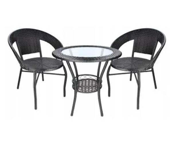 Ратанов Комплект с Маса и Два Стола в Черно – Стил и Комфорт за Вашата Градина!