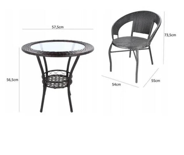 Градински Ратанов Комплект Teresa – Маса и Два Стола – Идеален за Отдих на Открито!
