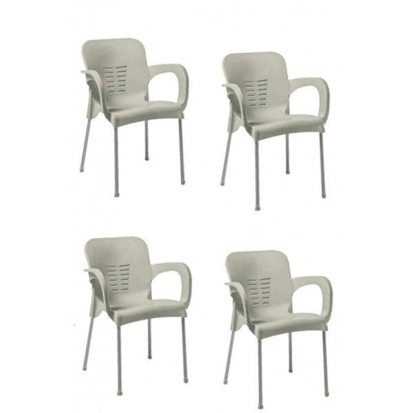 Сгъваема маса 80х80 + 4 удобни стола с подлакътници – за двор, балкон, тераса