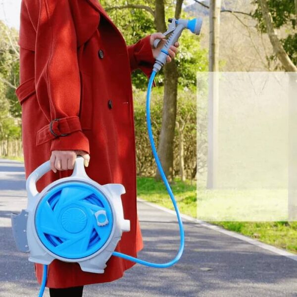 Автоматична макара с маркуч 15 м – компактна, с 7-функционална дюза