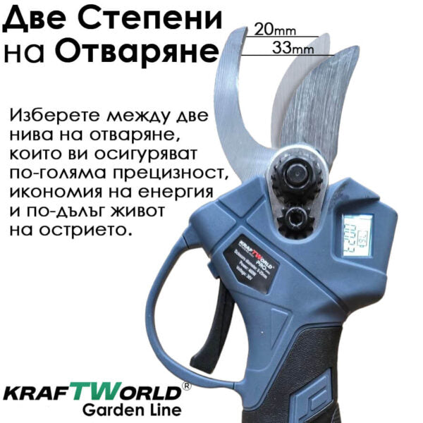 3в1 Акумулаторен Градински Комплект KraftWorld – Резачка с омасляване, Ножица и Телескопичен Прът