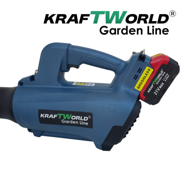Акумулаторна духалка за листа KraftWorld 21V, 2×4Ah батерии
