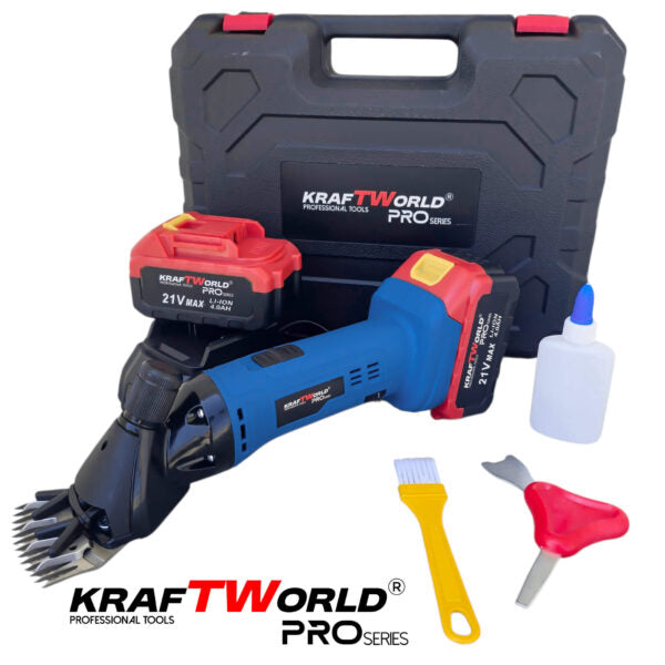 Акумулаторна машинка за подстригване на животни KraftWorld с 2 батерии