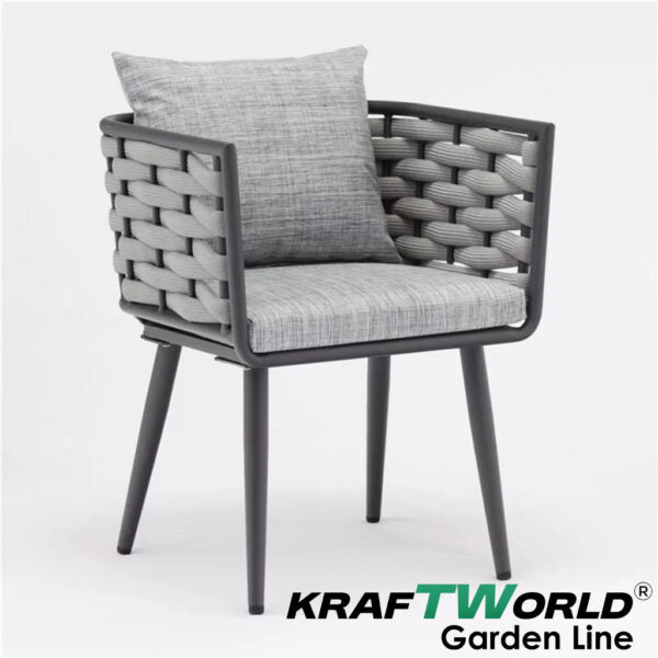 Градински комплект Amalfi: 4 алуминиеви стола с възглавници + маса Ø90 см