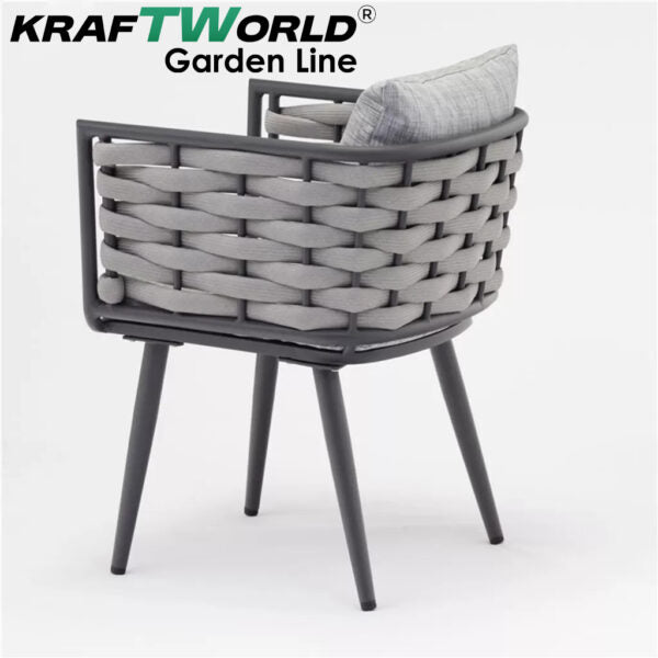 Градински комплект Amalfi: 4 алуминиеви стола с възглавници + маса Ø90 см