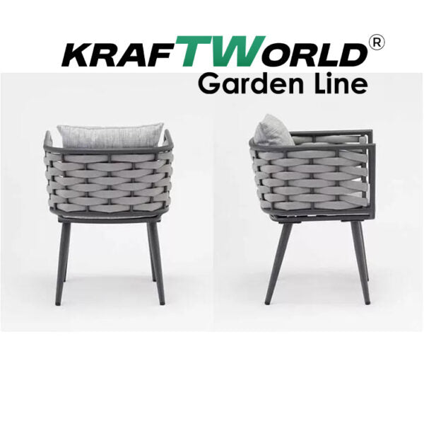 Градински комплект Amalfi: 4 алуминиеви стола с възглавници + маса Ø90 см