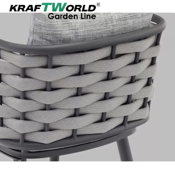 Градински комплект Amalfi: 4 алуминиеви стола с възглавници + маса Ø90 см