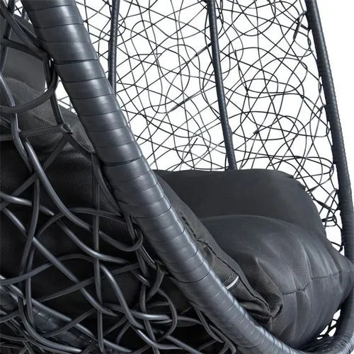 Голяма Черна Градинска Люлка – Висящ Ратанов Стол