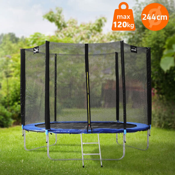 Детски батут с мрежа 244см с ПОДАРЪΚ LED Лампички – Подсилена конструкция и UV защита