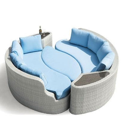 Градински комплект Long Beach: 2 ратанови дивана и табуретка/маса с опция за сглобяване в легло