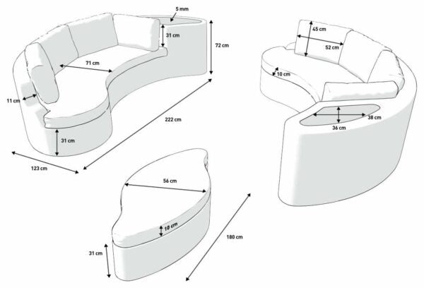 Градински комплект Long Beach: 2 ратанови дивана и табуретка/маса с опция за сглобяване в легло
