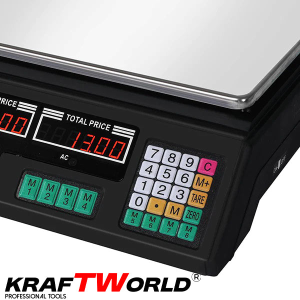 Електронна везна KraftWorld до 40 кг – Кантар с метален плот,с памет до 7 артикула
