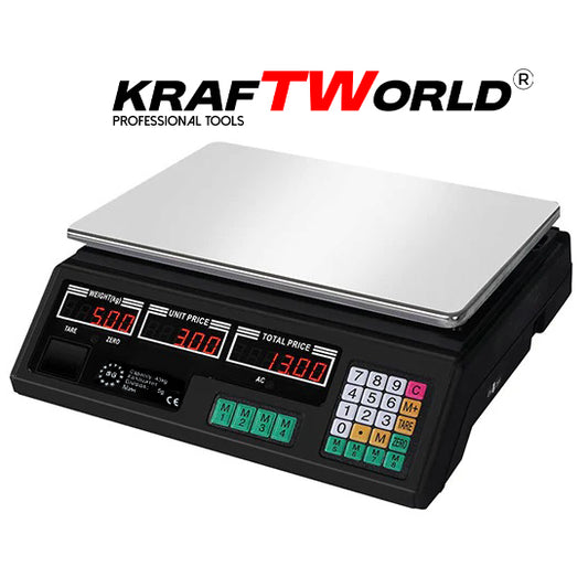 Електронна везна KraftWorld до 40 кг – Кантар с метален плот,с памет до 7 артикула