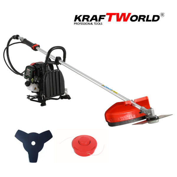 Гръбен бензинов тример за трева KraftWorld с аксесоари