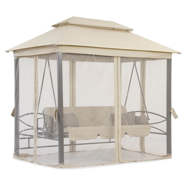 Луксозна градинска люлка Marbella с шатра и мрежа – трансформираща се в легло